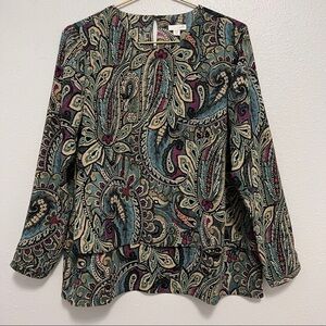 J Jill Floral Layered Long Sleeve Blouse